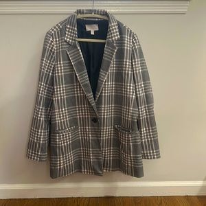 Nordstrom Chelsea 28 Plaid Blazer L black & white FREE SHIPPING